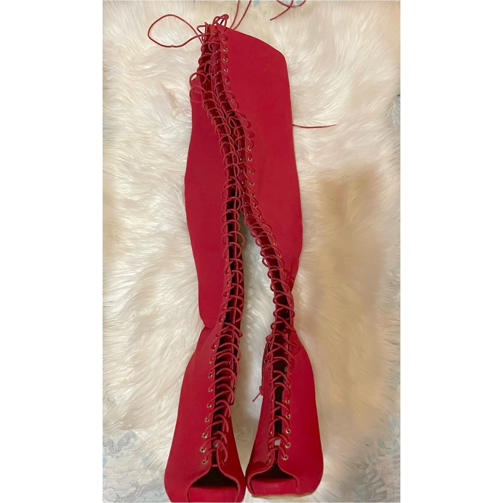 Worn once red boots excellent for holidays casual wear sexy red boots
